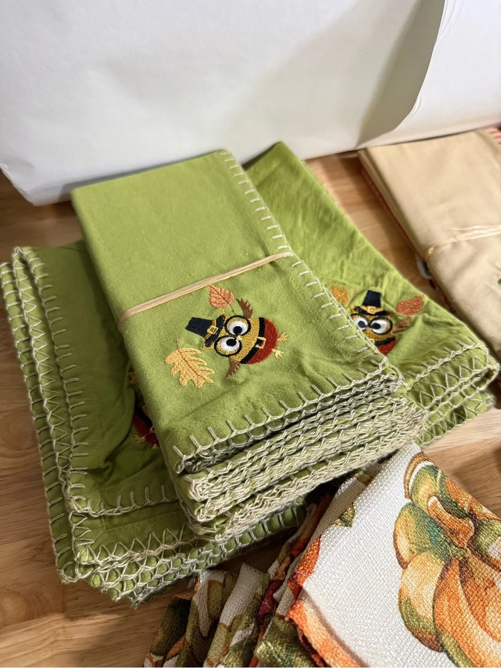 Lot Autumn Fall Themed Cloth Napkins Cottagecore Party Hosting Cotton Farmhouse